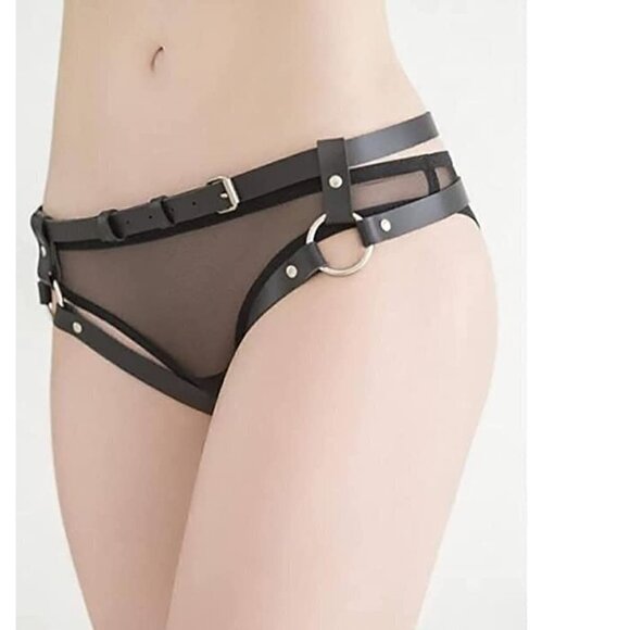 ?SEXY Belly Waist Belt Leather Body Harness Leg Garter Thigh Cosplay BDSM NWT main image 4